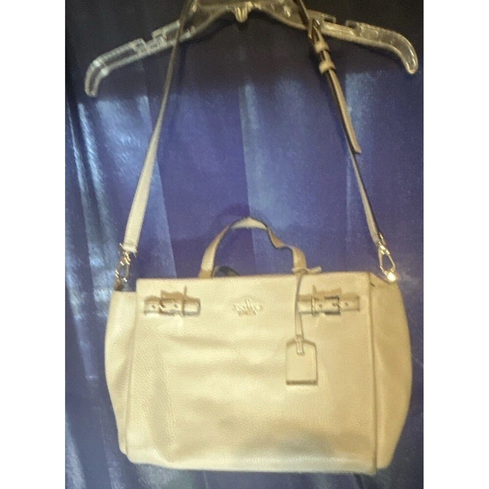 kate spade new york Beige Medium Satchel Top Handle Zip Strap Gold Inner Pockets